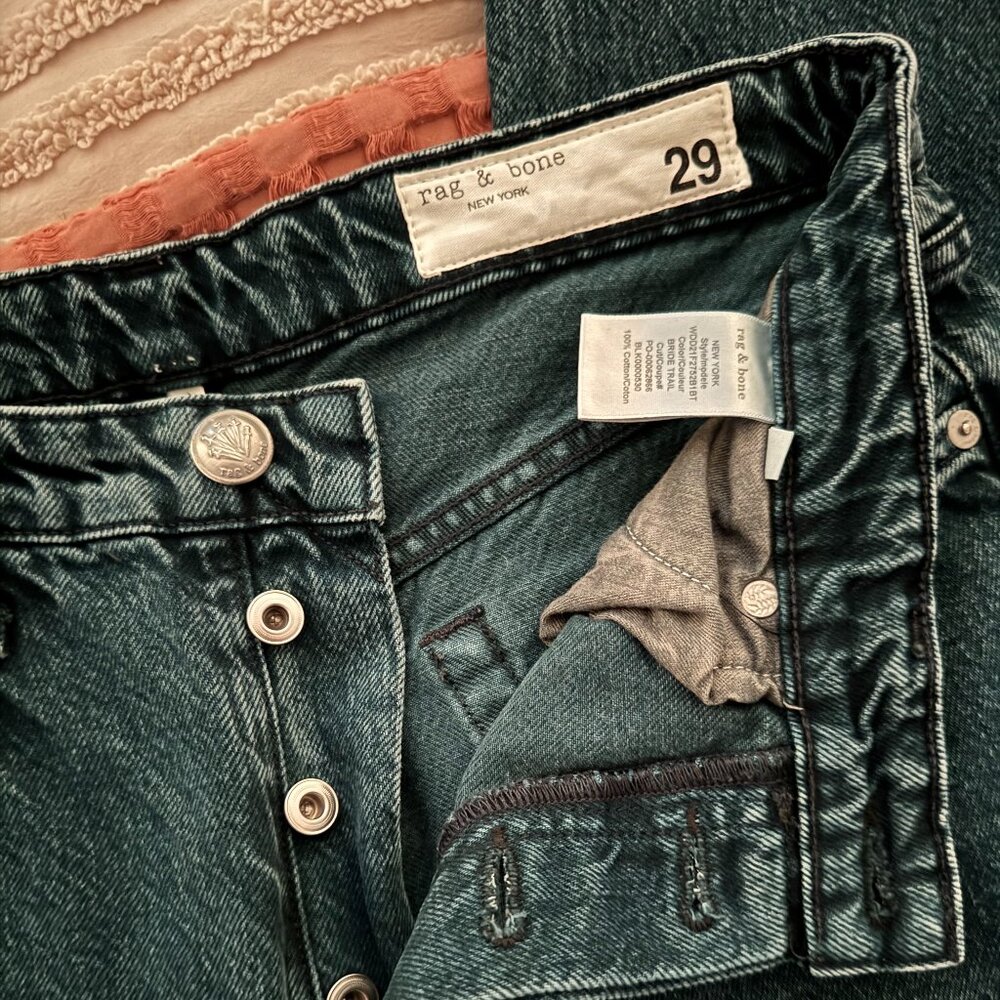 NWOT Rag and Bone Deep Blue High Rise Wide Leg Button Fly Jeans / never worn - Picture 6 of 8